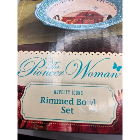 The Pioneer Woman Novelty Icons Rimmed Bowl Set of 4 Christmas Edition - Picture 7 of 8